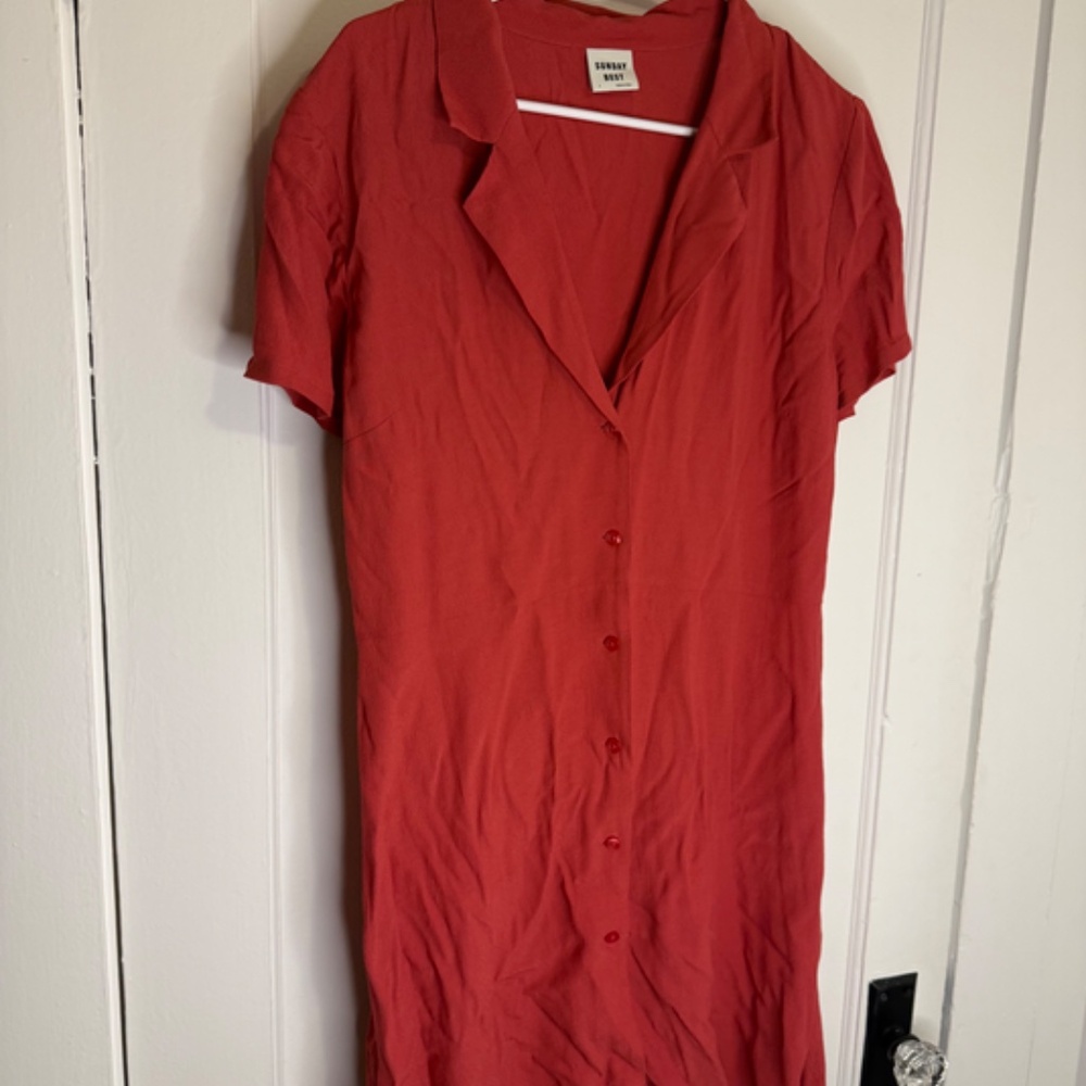 Sunday Best VIDA DRESS size L - Red Collared Mini Dress - Picture 5 of 9